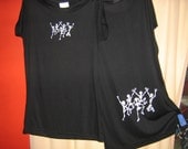 Womens Bamboo t-shirt printed Dancing skeltons