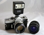 Rare and Vintage Minolta SR-7 35mm SLR Camera w/2 Lenses