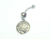 Capricorn, Zodiac, Sign, Charm, Garnet, Red, Double, Gem, Belly, Button, Piercing