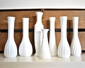 Milk Glass Vase Collection - Set of 7