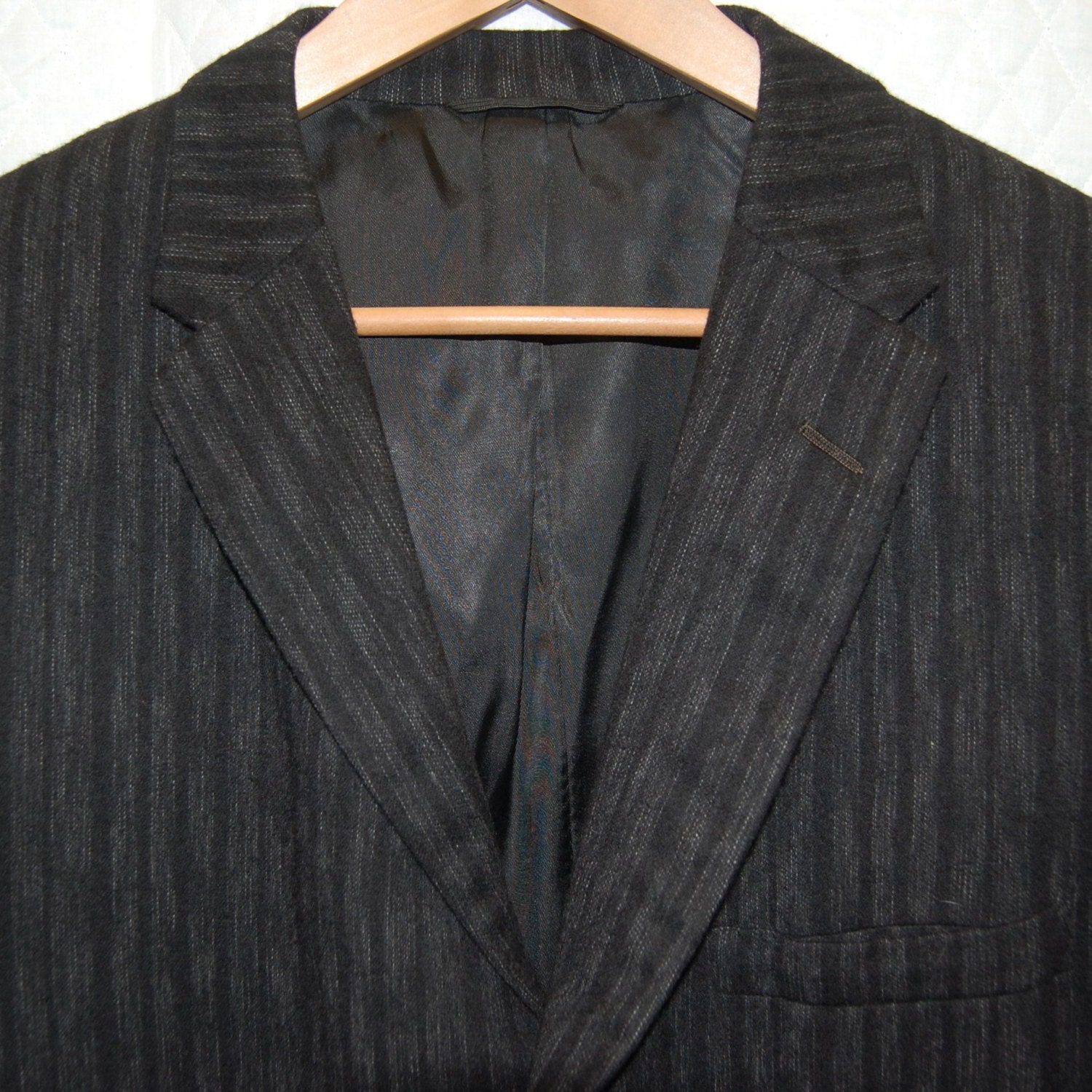 1960s vintage 3 Button Charcoal Grey Stripe Wool Sport Coat