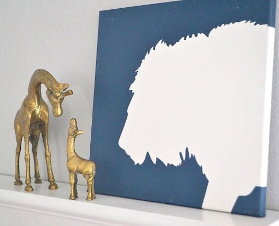 LION Painting on Canvas in Silhouette