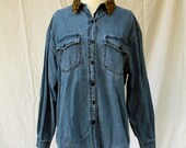 Cheetah Collar Denim Shirt