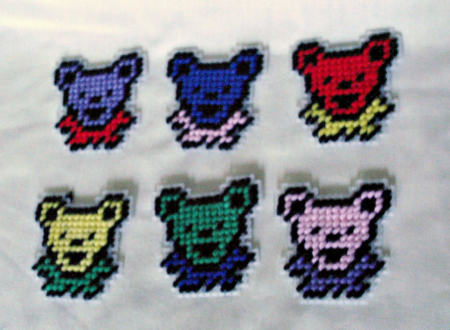 6 Grateful Dead Bears Plastic Canvas Magnets