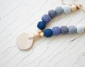 Nursing Necklace in Nautical Style - Teething Necklace - Gray Grey Ombre, Navy - Wood Teether - Gift for a New Mom