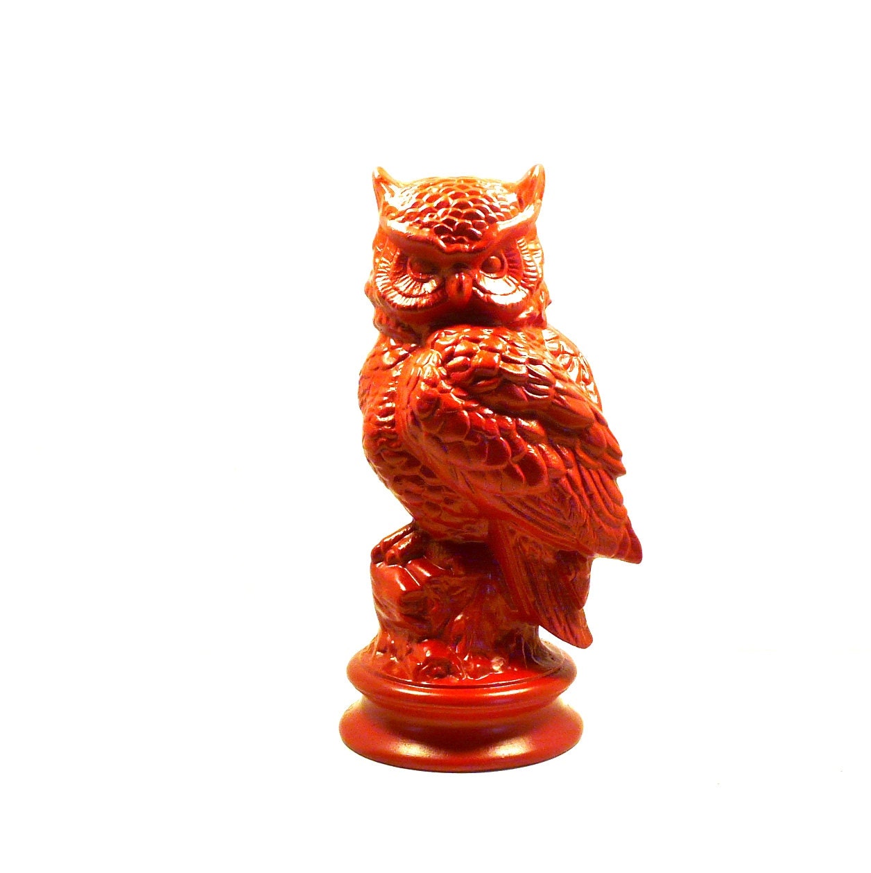 owl sculpture, bohemian, vintage owl statue, fire orange, home decor, rustic, woodland decor, ceramic owl, 70s, kitsch
