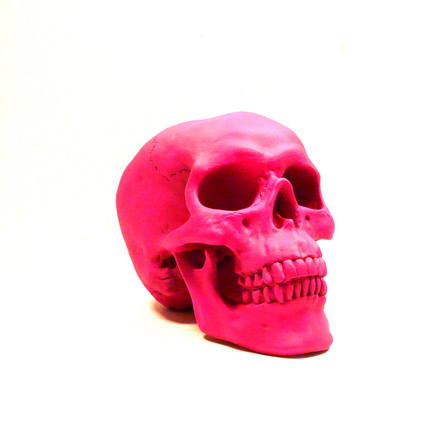 neon skull head, neon home decor, hot pink, tribal, summer, skulls, skull sculpture