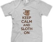Sloth t shirt keep calm and sloth on shirt S-4XL
