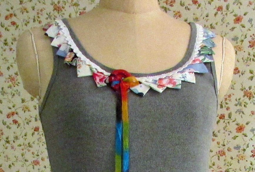 Tank Top Vintage Prairie Points Hankies Cottage Chic Boho  Inspirational Words Hippie Gypsy