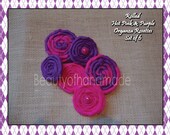 Easter Valentines Fabric Organza Rolled Rosettes 2 inch rosettes Hot Pink Purple Organza Rosettes