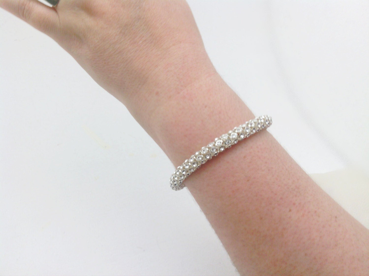 Beautiful wedding bracelet. Bridal bracelet,Swarovski Crystal Rhinestones bracelet, Wedding, OOAK..