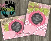 Pink Elephant Baby Shower Invitation or Birthday Invitation