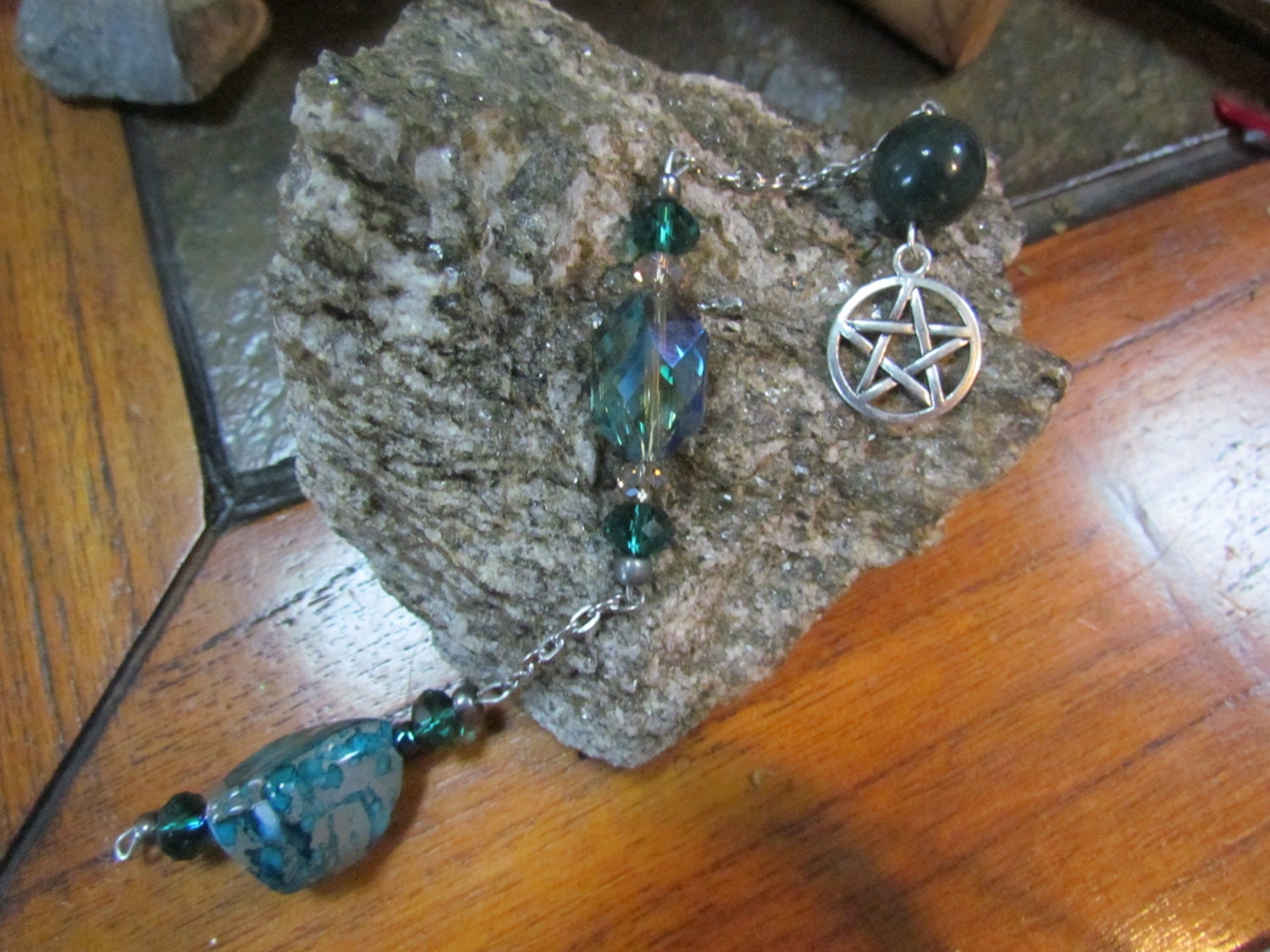 Funky Pendulum w/ Swarovski Crystal Accents and Pentacle Charm