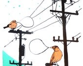 Two Birds Talking: Screen Print Paper