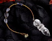 Egyptian Quartz Pendulum w Iolite, Kyanite, Citrine, Phrenite