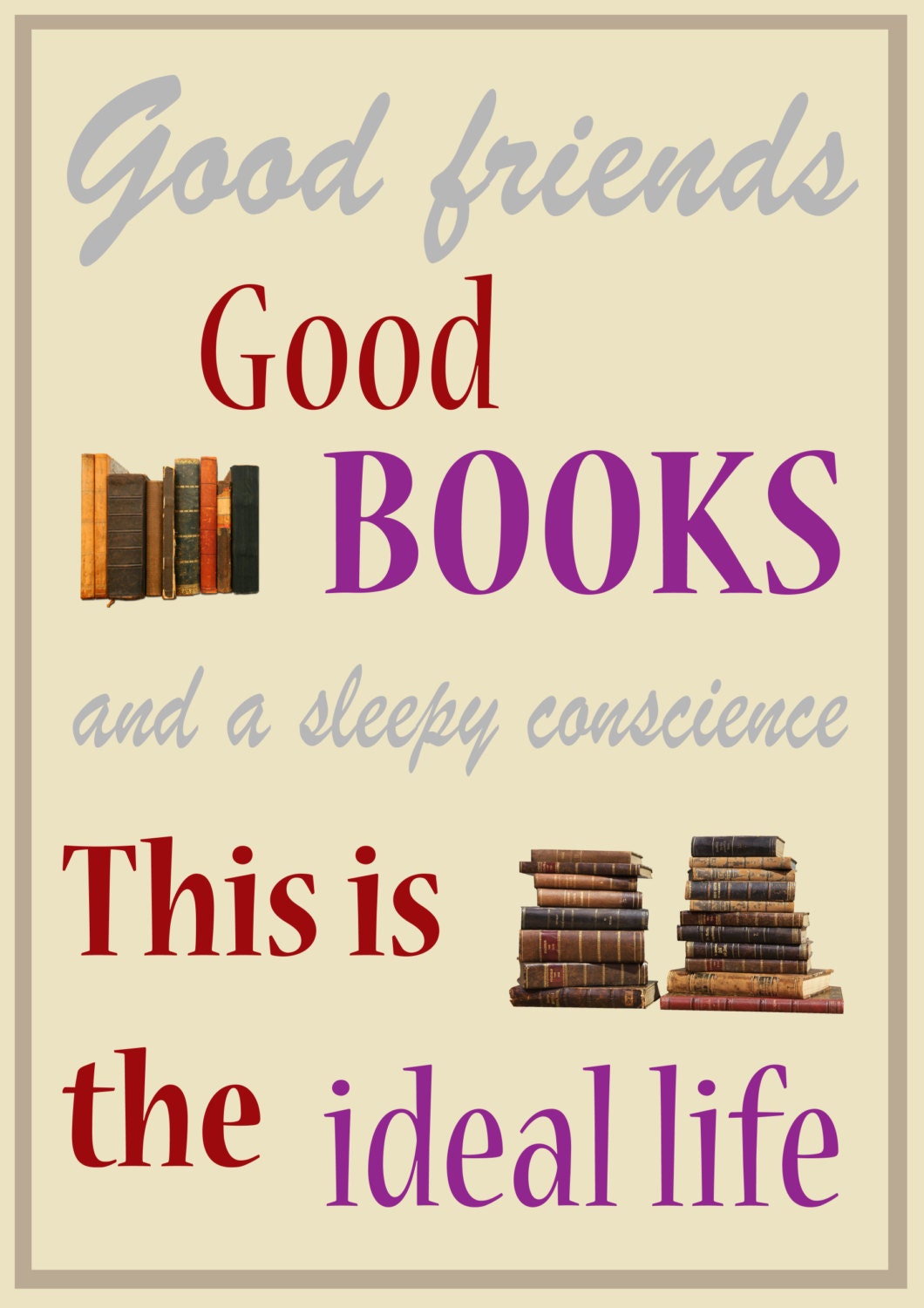 MARK TWAIN - Good books quote - - typography Word Art Print - 11 x 14 gloss poster