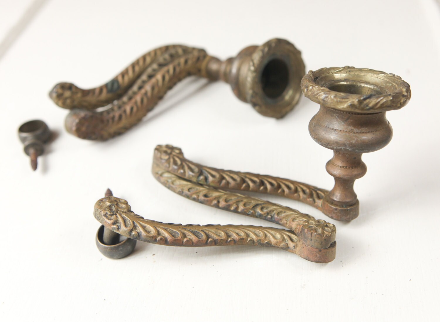 Vintage Brass wall mount candle holders w/ swing by lazydaysrelics