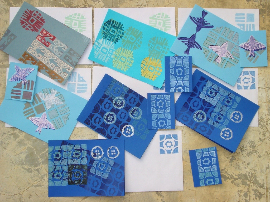 assorted cards (with original block print)