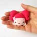 Hot pink brooch, girl face felted and stuffed pin, softie, made to order