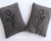 2  -  Tulip Medium Weight Velvet Cotton Pillow Sachet  filled with French dried Lavender flowers bloom buds Aromatherapy Ornament