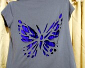 Handmade Butterfly Stenciled T Shirt Custom Made Size Large 12/14