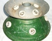 Vintage Feather Tree Stand - Lighted - Industrial - Old Green Paint - Large - Metal - Christmas