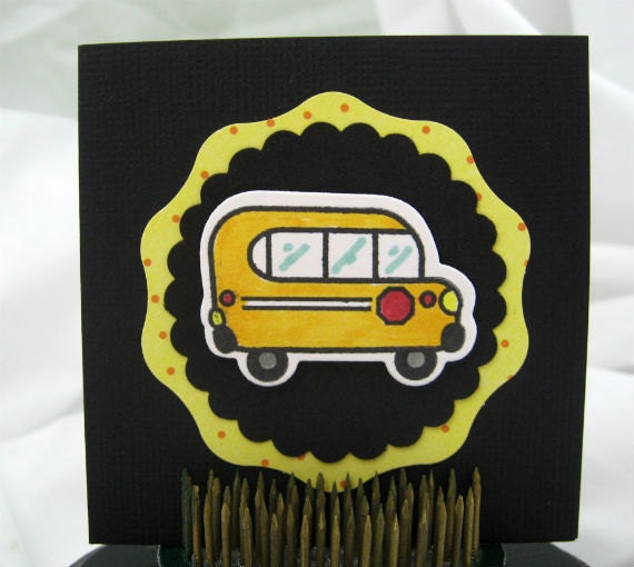 Set of 4 School Bus Mini Cards