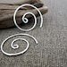 Sterling Silver Spiral Hoop Earrings. Small Modern Swirl Earrings. Minimal Elegance Earring. Handmade Jewelry
