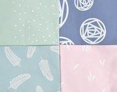 SORBET II a special edition set of four handprinted cotton fabric panels