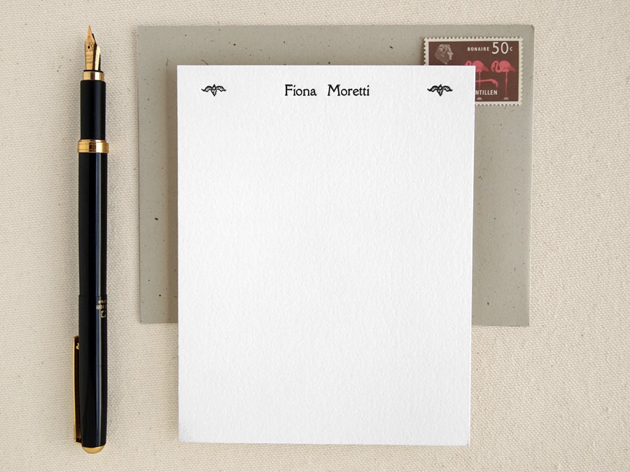 Personalized Letterpress Stationery Set - Flat Note Cards - Rialto Style