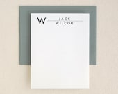 Modern Letterpress Flat Notes - Personalized Stationery Set Name Initial - Mid Century - Utility (30)