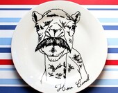 Herr Camel with Moustache - Hand Drawn Plate