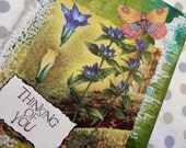 OOAK Art Collage and Ink Card "Thinking of You"