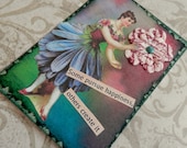 OOAK ACEO ATC collage and ink "Some pursue happiness, others create it"