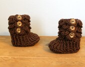Baby Booties, Brown Crochet Crocodile Baby Slipper Booties