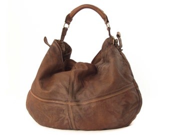 Leather bag hobo purse Tanned -.- the Enakai big -.-
