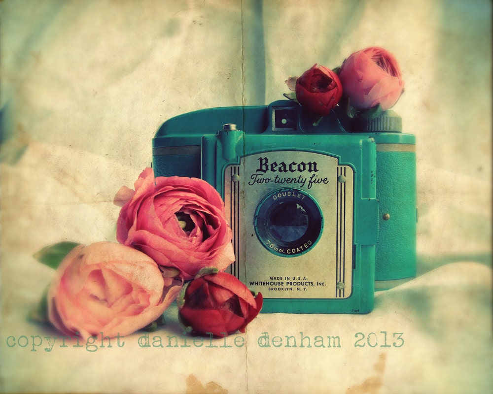 Vintage Camera Photography Beacon Two-Twenty Five Turquoise--Fine Art Lomography Print 8x10