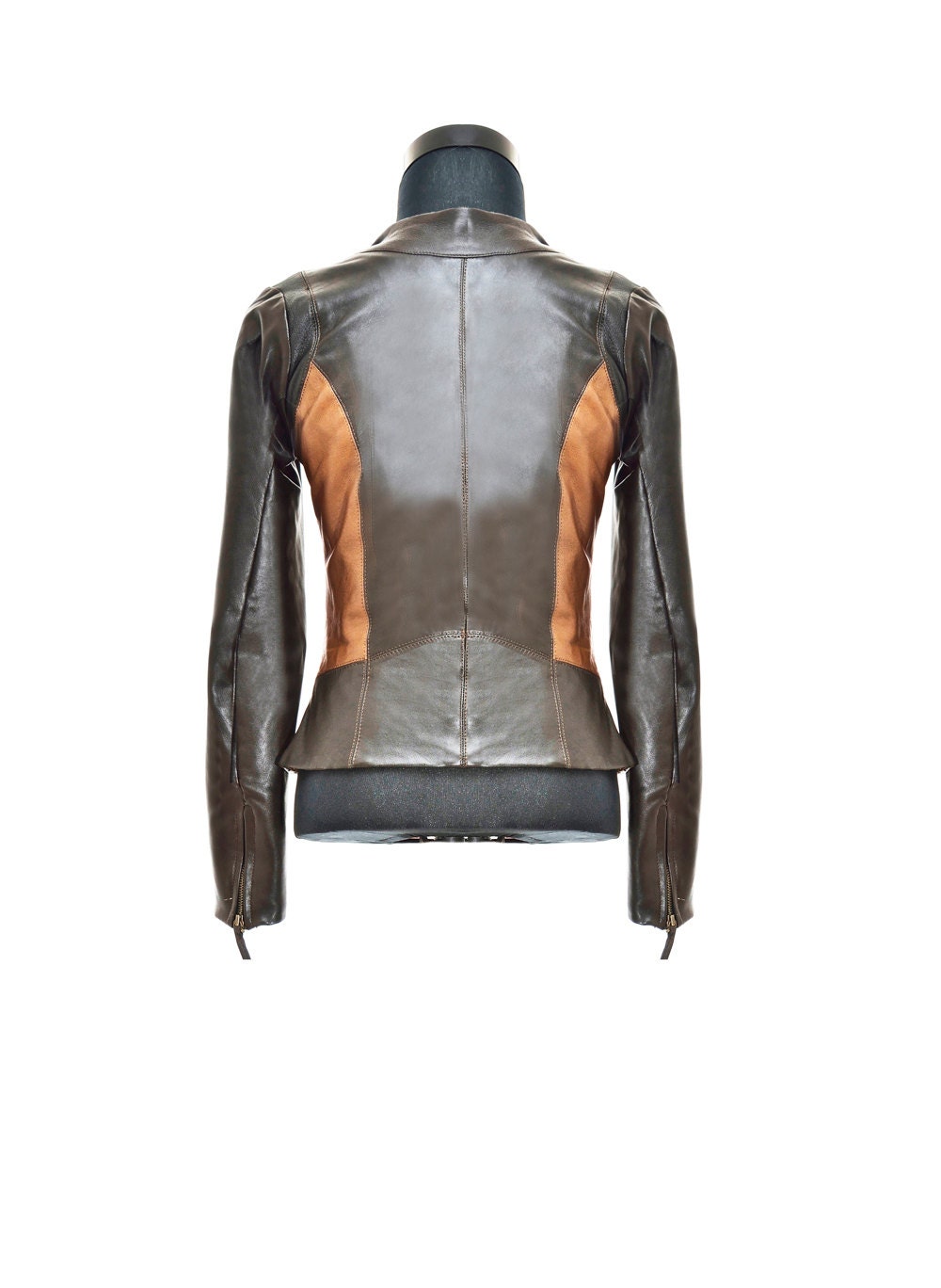 Cognac & Brown Nappa Leather Jacket - Sandy