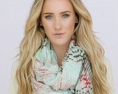 Mint Infinity Scarf Pastel Water Color Summer Scarf Chunky Infinity Scarf Women's Fashion Accessories (SCF-120B)