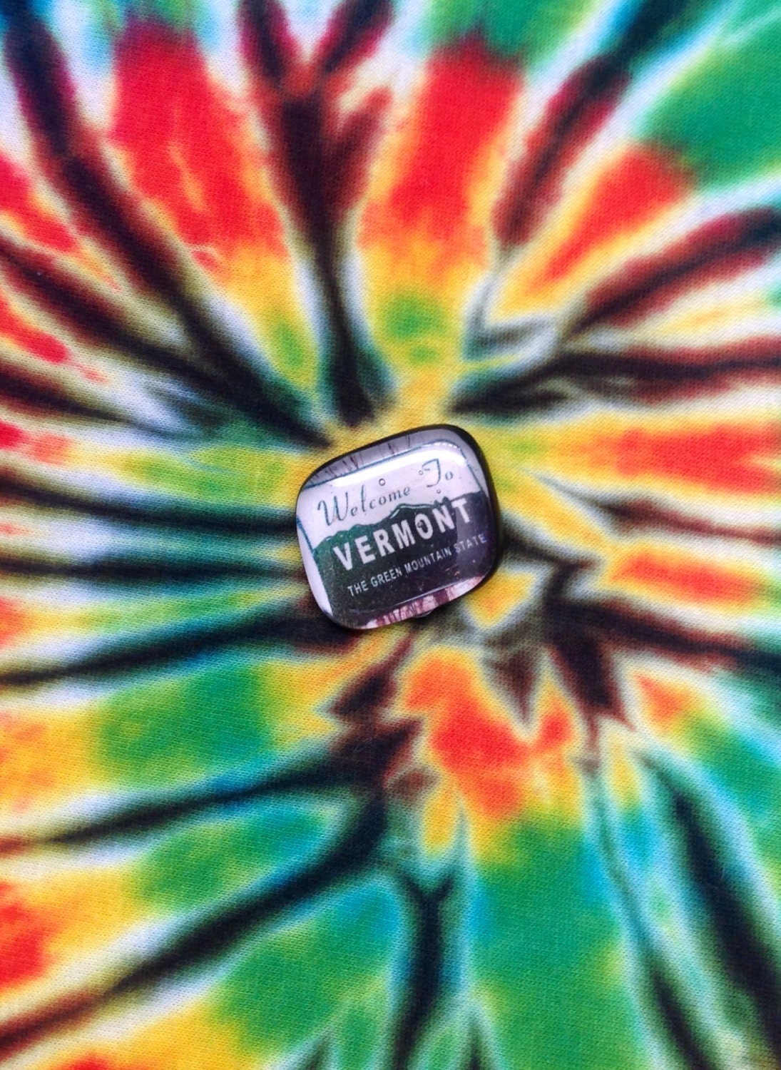 Vermont The Green Mountain State Glass Necklace Pendant