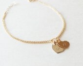 Gold Filled Two Hearts Bracelet - Personalized Sweetheart Bracelet - Personalized ID Bracelet - Bridal Shower Gift - Wedding