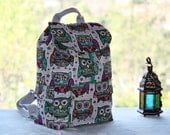 Retro Owls Prints Backpack/ Large Backpack/Travel,School,Daily Backpack/ Rucksack /Cotton /Cute Owls