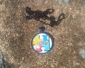 Autism Awareness pendant in black, with matching necklace