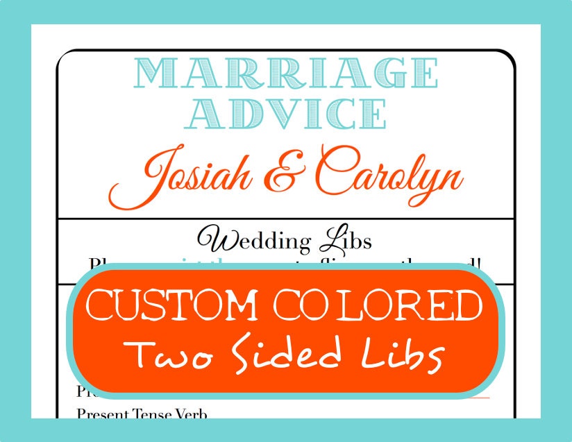 Wedding Guest Book MAD LIBS - Marriage Advice Game - Traditional Design - Customizable PDF - Bridal Shower / Bachelorette