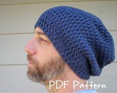 PATTERN:  SIMPLE and EASY, The Perfect Slouch-  Unisex, slouchy beanie, crochet hat P D F, InsTanT DowNLoaD, permission to sell