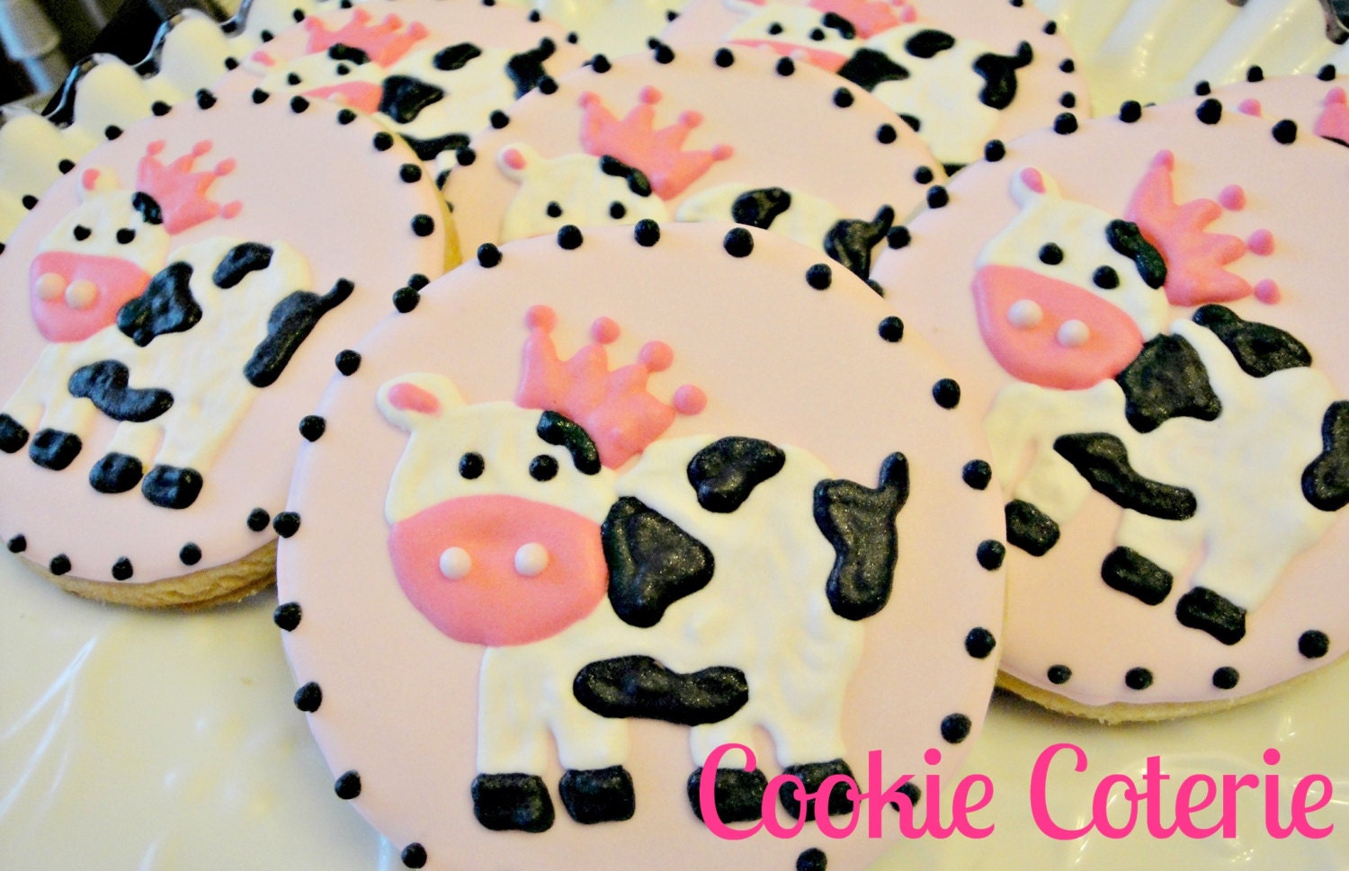 Princess Cow Decorated Cookies Birthday Party Baby Shower Cookie Favors One Dozen