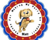Super Why Woofster Personalized Stickers - Party Favors - Birthday Stickers - Gift Tag - Baby Shower - Choice Of Size (60)