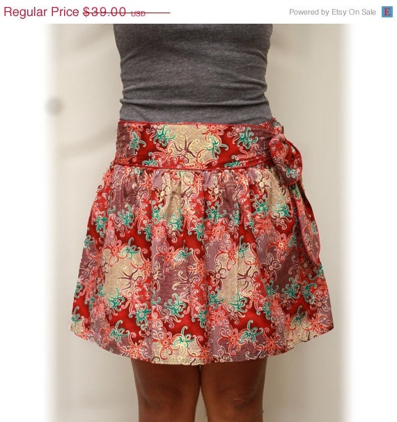 ON SALE Tribal Mini Skirt, Glamour fashion look with sash belt