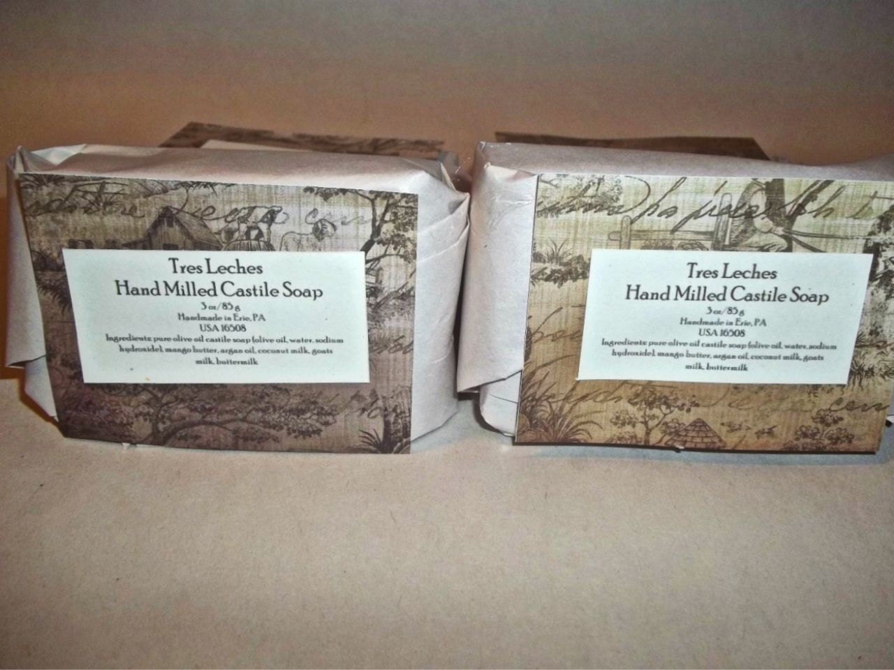 Tres Leches-Hand Milled Castile Soap with Coconut, Goat and Butter Milk-Unscented, Gentle, Moisturizing-SAMPLE
