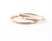 NEW Gold Tribal Stacking Ring Set / (2) thin 14k gold-fill bands / carved line design / skinny layering rings / minimalist metalwork